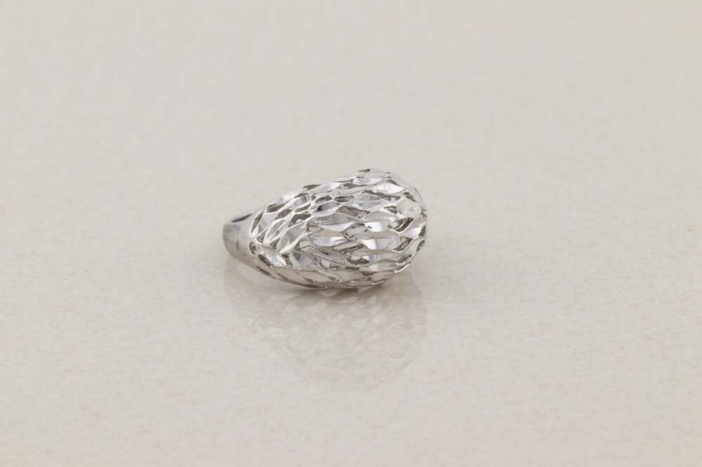 Sterling Silver Textured Diamond Cut Dome Ring Size 10 - Picture 5 of 9